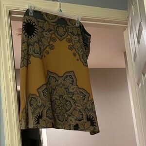 Chic Mustard Patterned A-Line Skirt